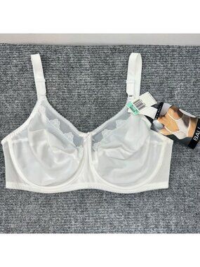 Vintage Bali Flower Bra 42DDD Full Support Coverage Underwire White #180 NEW